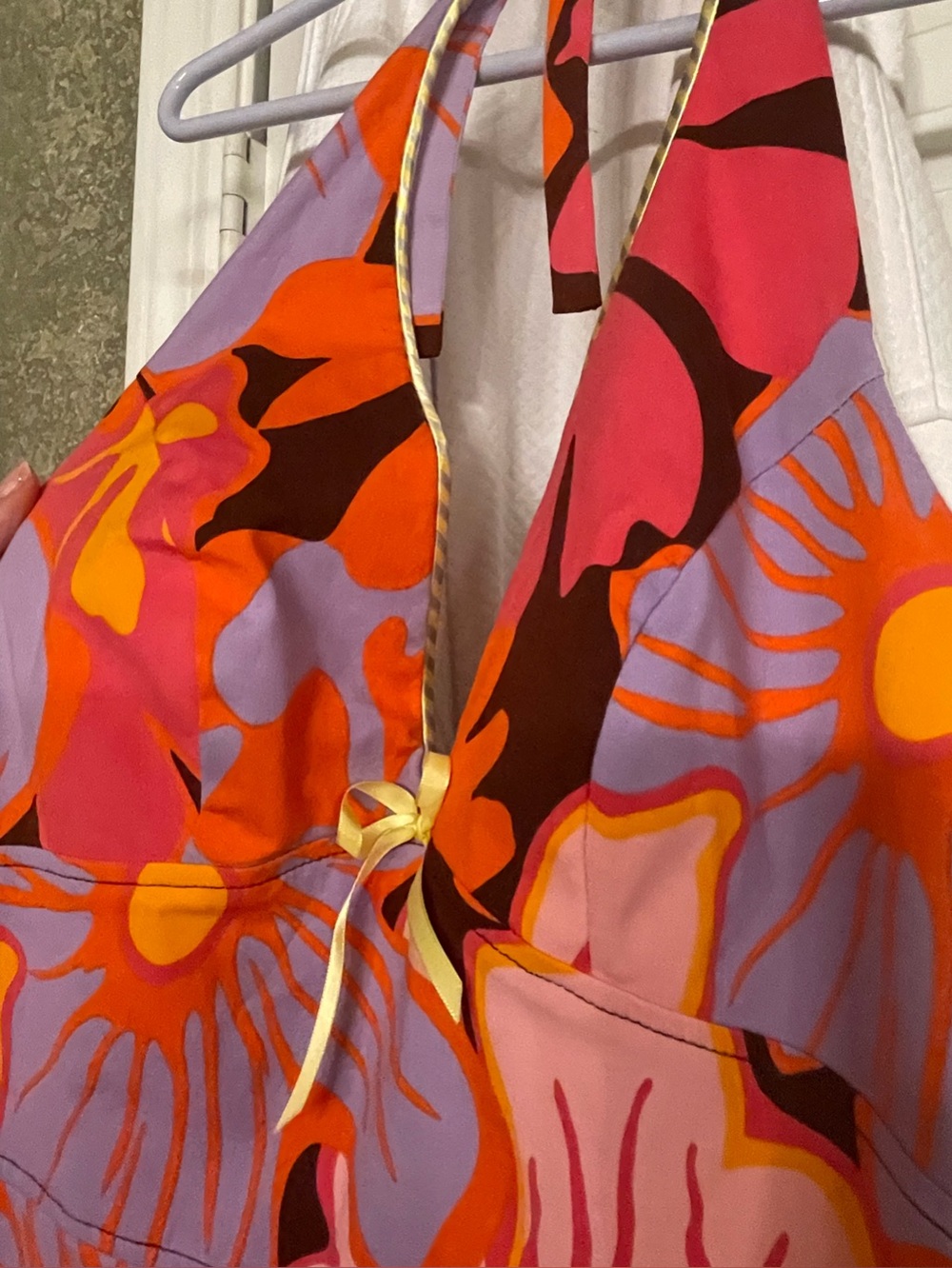 Floral Cotton halter dress, sundress.  90’s ABS by Allen Schwartz